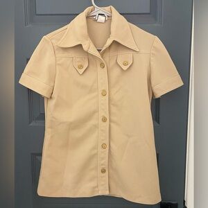 Tan vintage 70s short sleeve button down